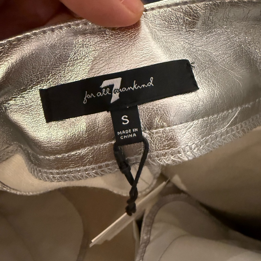 7 For All Mankind Silver Metallic Pencil Skirt - Picture 3 of 3